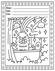 Bold and Easy Cute Very Demure Very Spooky Coloring Book Pages for Adults and Kid. High resolution (300 DPI), Ready to print on standard 8.5x11-(A4) inch paper With (No Bleed), Black and White.Vector 
