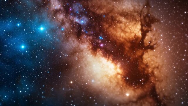 A vibrant cosmic scene with stars and nebulae in deep space.