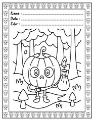 Bold and Easy Cute Very Demure Very Spooky Coloring Book Pages for Adults and Kid. High resolution (300 DPI), Ready to print on standard 8.5x11-(A4) inch paper With (No Bleed), Black and White.Vector 