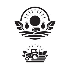 farming logo and black color silhouette © HUMAUN