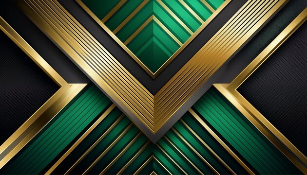 elegant green and black geometric design with a golden accent suitable for modern decor