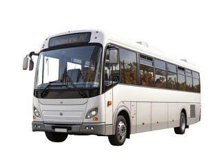  Short Coach Bus 3D Render, Front Angle View, Isolated on White Background
