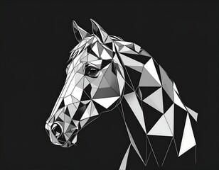 Geometric horse portrait on dark background