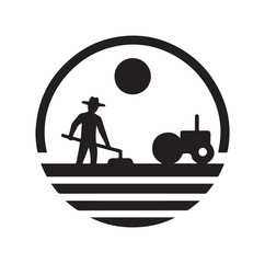 farming logo and black color silhouette
