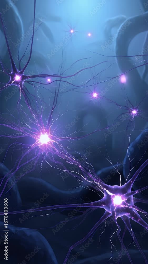 Poster neural network: a digital visualization showcasing the intricate connections and firing patterns wit