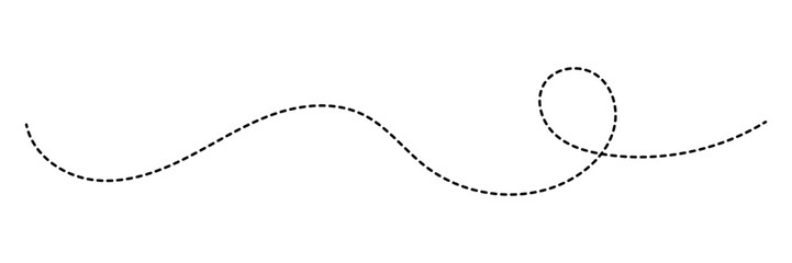 Abstract Dotted Swirl Line. Abstract Curved Dotted Line. Hand Drawn Divider and Border squiggle line Design. Long Curly Dotted Line