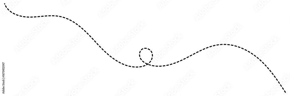 Poster curved wavy dotted line isolated. abstract black lines wave curve motion. long squiggle dashed line.