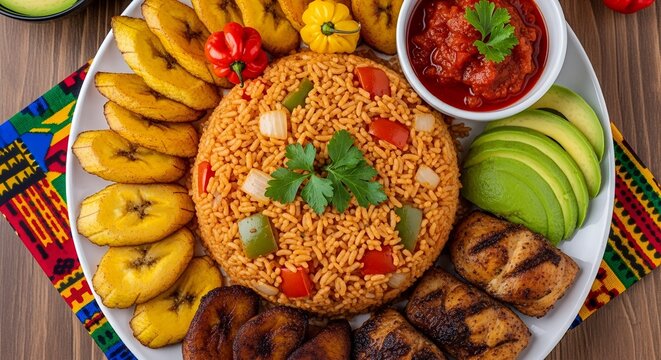 Colorful Jollof Rice Feast A Fusion of Flavors and Textures