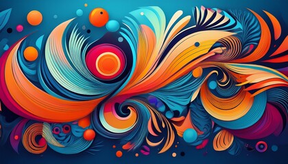 Fototapeta premium vibrant abstract design featuring colorful shapes and patterns against a blue background