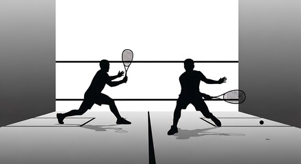 Squash players in action