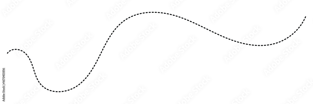Poster hand drawn curve dotted line. curly dotted line. long dashed hand drawn squiggle. dotted spiral curv