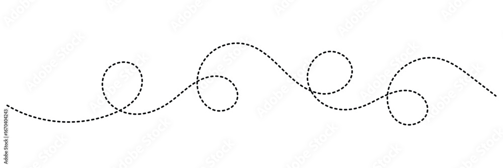 Poster abstract hand-drawn dotted line collection. dotted spiral curve line. hand sketched curly border. lo