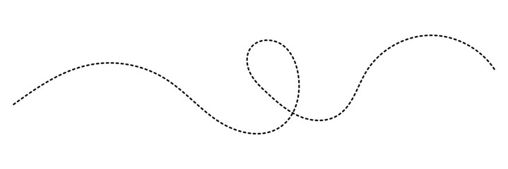 Abstract Hand-Drawn Dotted Line Collection. Dotted Spiral Curve Line. Hand Sketched Curly Border. Long squiggle dashed, loopy line vector icon vector illustrator