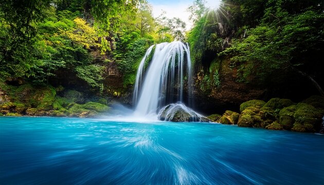 waterfall in the forest blue natural water source