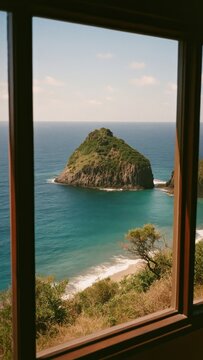 Fototapeta Island view through window