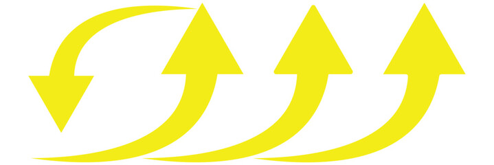 Green curved graph with arrow. green curved arrow pointing up and left isolated on white background. Green and blue arrow pointing upwards and to the right with a curved tail eps 10