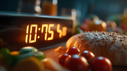 Focus on a clock flipping from fasting to eating winows alongside a calorieresriction record demonstratig how meal timing and caloie documentation combine fr successful body