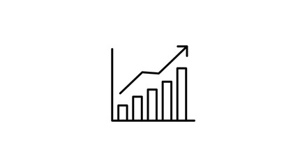 Increasing Growth Graph Icon on White Background