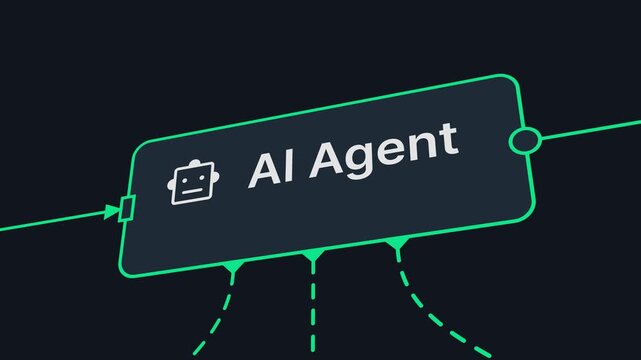 Animated AI Agent Flowchart Text With Connecting Lines in Close-Up Concept Footage
