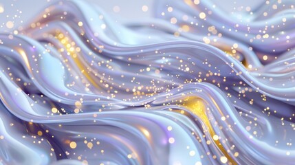 Abstract Blue Silver Fluid Waves with Gold Sparkles Artistic Texture for Digital Design