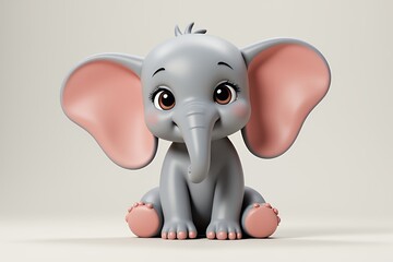 Fototapeta premium Adorable 3D Render of a Baby Elephant