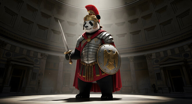 Panda Centurion A Majestic Fusion of Ancient Rome and Modern Art