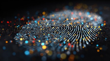Abstract Colorful Digital Fingerprint in Dark Background