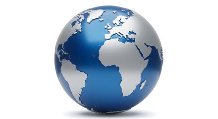 Fototapeta premium Earth Globe Showing Continents on White Background