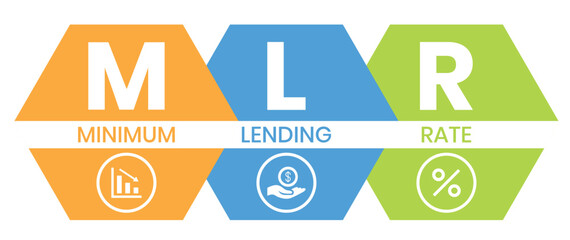 MLR, Minimum Lending Rate acronym. Concept with keywords, people and icons. Flat vector illustration. Isolated on white background.