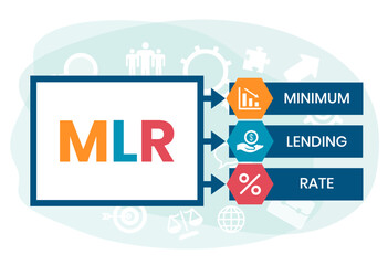 MLR, Minimum Lending Rate acronym. Concept with keywords, people and icons. Flat vector illustration. Isolated on white background.