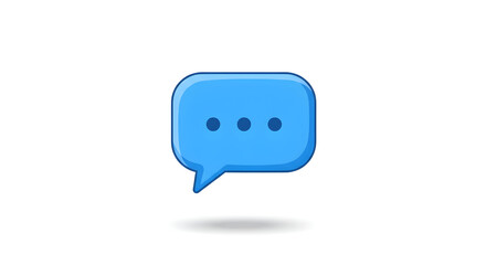 Blue Chat Bubble Icon on White Background for Communication