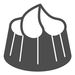 Chocolate candy with white cream solid icon, desert sweets concept. Vector graphics. Candy with sweet filling sign on white background, glyph style icon for mobile or web design.