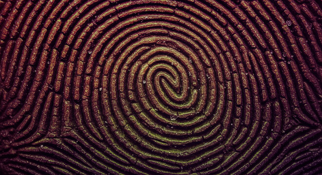 Unique fingerprint close up displaying identity and individualism, security, biometric authentication, and access