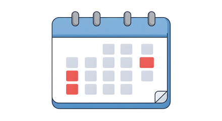 Calendar Icon Showing Important Dates in a Simple Flat Design