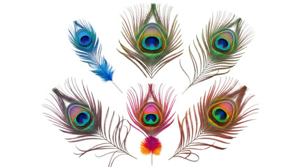 Obraz premium Colorful peacock feathers displayed on a plain dark background image