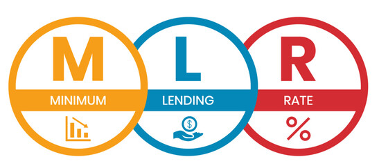 MLR, Minimum Lending Rate acronym. Concept with keywords, people and icons. Flat vector illustration. Isolated on white background.