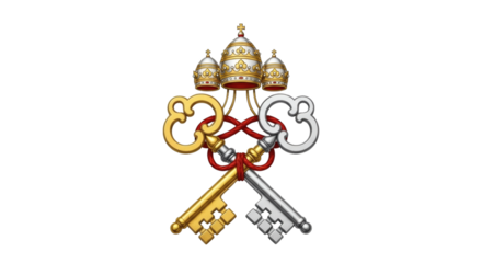 Vatican coat of arms with crossed keys and papal tiara on black