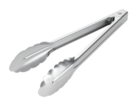 Food tongs with silicone tips isolated on white background.