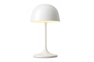 Modern white table lamp illuminating with transparent background