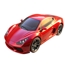 Sleek red sports car with modern design isolated on transparent background
