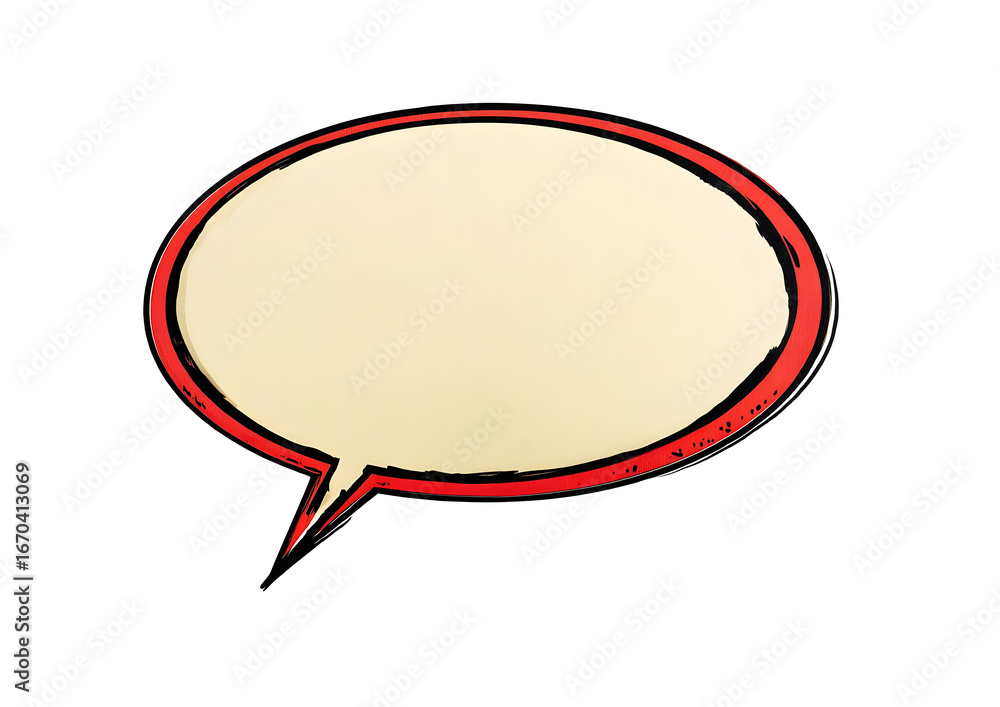 Poster a blank speech bubble with a red outline, perfect for adding custom text or graphics. ideal for comi