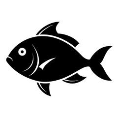 Black silhouette of a fish with a forked tail on white