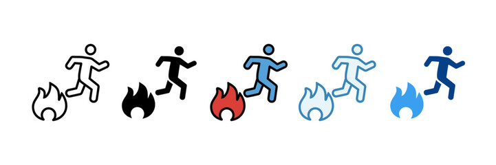 Fire Evacuation  Icon Set Multiple Style Collection