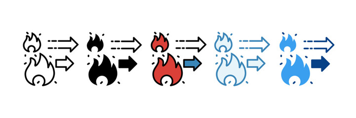 Fototapeta premium Wildfire Evacuation Icon Set Multiple Style Collection