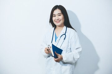 Portrait of female doctor, holding file