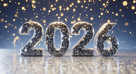 Happy New Year 2026 - 3D Rendered Banner