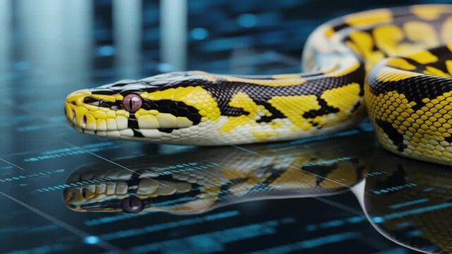 Python snake on a digital background