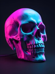 Neon glowing skull for Halloween club party 