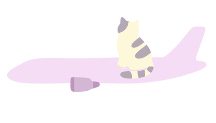 Cute Cat Sitting on Airplane Tail PNG Transparent Clipart