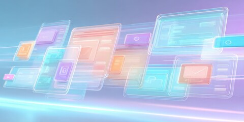 Abstract Futuristic User Interface Design with Floating Panels for Technology and Innovation Concepts
